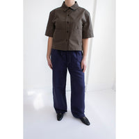 MHL. Cropped Uniform Shirt in Umber Sanded Cotton Poplin