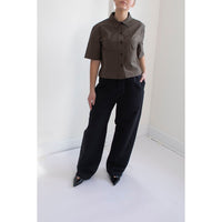 MHL. Cropped Uniform Shirt in Umber Sanded Cotton Poplin