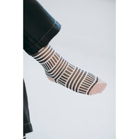 Hansel from Basel Tulle Mix Stripe Sheer Crew in Black