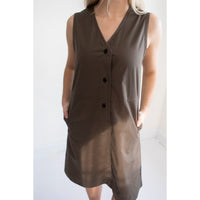 MHL. Uniform Dress in Umber Sanded Cotton Poplin
