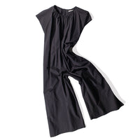 Black Crane Shirred Jumpsuit in Black