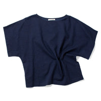 Black Crane Box Top in Micro Wave Texture Navy