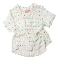 Carleen Nancy Button Waist Shirt in Green/White Curtain Fabric