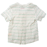 Carleen Nancy Button Waist Shirt in Green/White Curtain Fabric