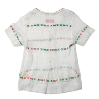 Carleen Nancy Button Waist Shirt in in Red/Green Curtain Fabric