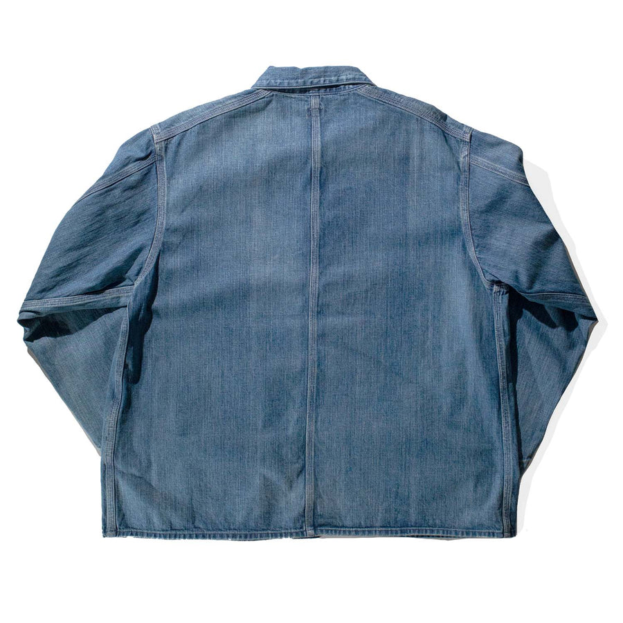 Chimala 10oz Carpenter's Selvedge Denim Chore Jacket in Medium Distress