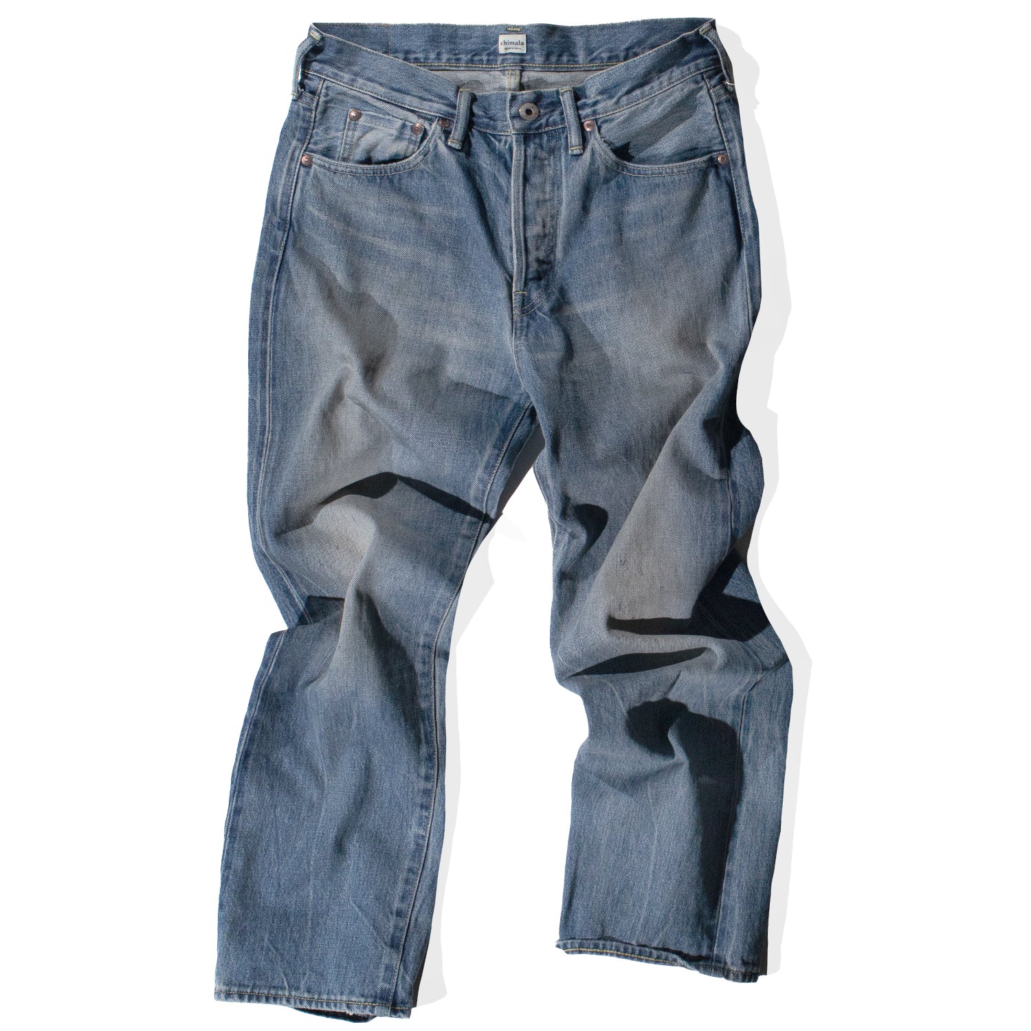 Chimala 13.5oz Selvedge Denim Used Ankle Cut in Medium Vintage