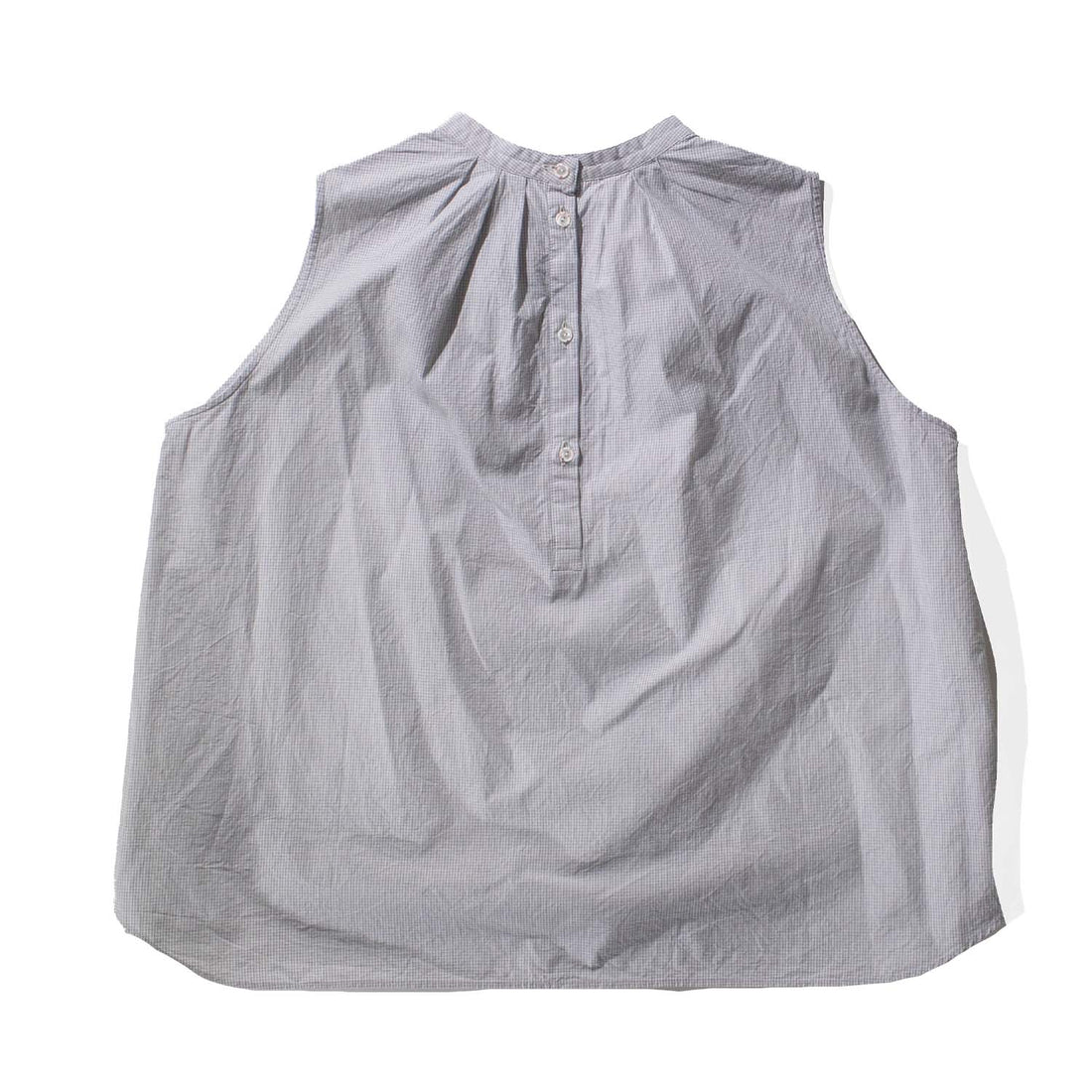 Chimala Band Collar Sleeveless Shirt in Navy x Off White