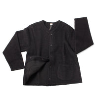 Chimala Unisex New Zealand Wool Sheep Pile Snap Cardigan in Black