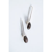 Daniella Samper Long Wishbone Earrings in Smoky Quartz