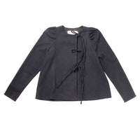 Eleph Bows Shirt in Black Pinstripe