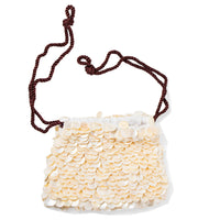 Flor Studio Sirena Bag in Mother of Pearl and Burgundy Cording