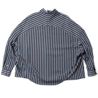 Grei Oversized IO Shirt in Wide Ripple Stripe Blue Mix