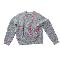 Henrik Vibskov Stitch Jumper in Red Stitch Grey Melange