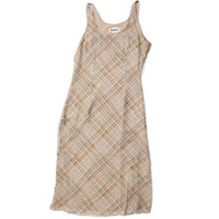 Hope Glass Dress in Painted Beige Check Silk