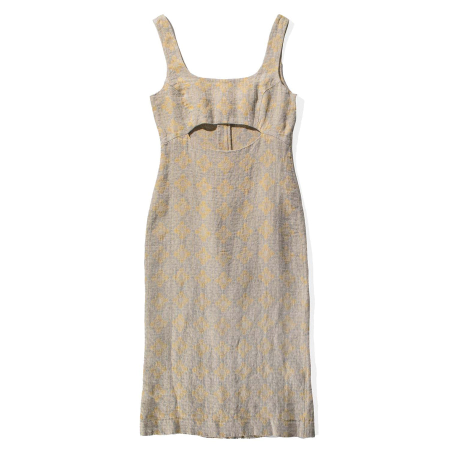 Hope Smile Dress in Yellow Grey Flower
