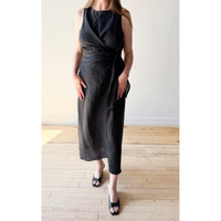 Apiece Apart Gustava Wrap Midi Dress in Black