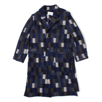 Henrik Vibskov Flat Coat in Brushed Black Squares