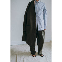 Black Crane Crinkled Coat in Charcoal