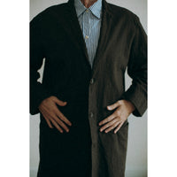 Black Crane Crinkled Coat in Charcoal
