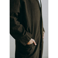 Black Crane Crinkled Coat in Charcoal