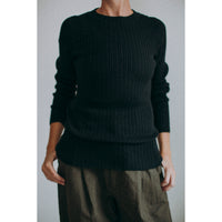 Ichi Antiquités Japan Wholegarment Rib Knit Pullover in Black