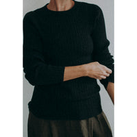 Ichi Antiquités Japan Wholegarment Rib Knit Pullover in Black