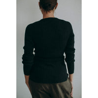 Ichi Antiquités Japan Wholegarment Rib Knit Pullover in Black