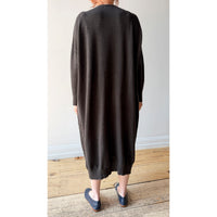 Pas de Calais Airy Merino Wool Patterned Panel Switch Dress in Khaki