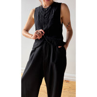 Pas de Calais Eco Wool Tweed Wide Pants in Black