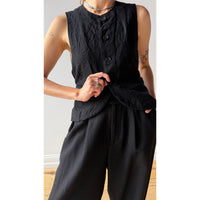 Pas de Calais Eco Wool Premium Tweed Vest in Black
