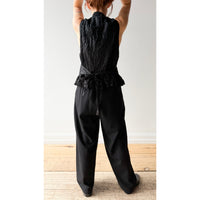 Pas de Calais Eco Wool Tweed Wide Pants in Black