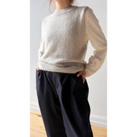 Margaret Howell Relaxed Crop Trousers in Navy Brushed Wool Twill
