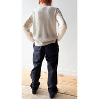 Margaret Howell Relaxed Crop Trousers in Navy Brushed Wool Twill
