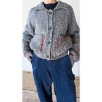 Henrik Vibskov Stitch Cardigan in Red Stitch Grey Melange