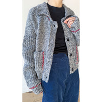 Henrik Vibskov Stitch Cardigan in Red Stitch Grey Melange