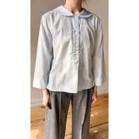 Margaret Howell Petal Collar Shirt in Pale Blue Washed Cotton