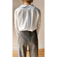 Margaret Howell Petal Collar Shirt in Pale Blue Washed Cotton