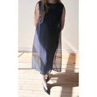 Kaarem Green Rice Sleeveless Long Silk Organza Dress