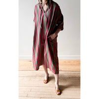 Ichi Antiquities Jacquard Stripe Woven Dress in Khaki x Pink