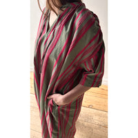 Ichi Antiquities Jacquard Stripe Woven Dress in Khaki x Pink