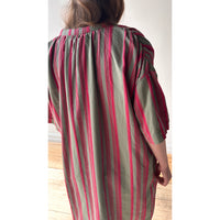 Ichi Antiquities Jacquard Stripe Woven Dress in Khaki x Pink