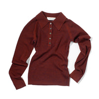 Sayaka Davis Combo Ribbed Polo in Rust x Navy