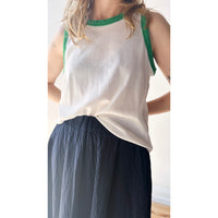 Carleen Chloe Tank in White/Green