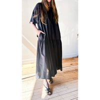 Black Crane Easy Dress in Faded Black