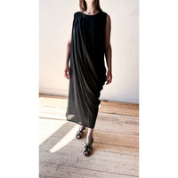 Black Crane Greek Column Dress in Sumi Black