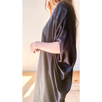 Black Crane Draped Dress in Faded Black