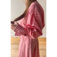 Kasmaria Oversized Big Pocket Shirt in Gingham Cotton Poplin