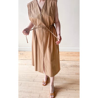 Sayaka Davis Drawstring Waist Dress in Tan Brown