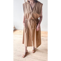 Sayaka Davis Drawstring Waist Dress in Tan Brown